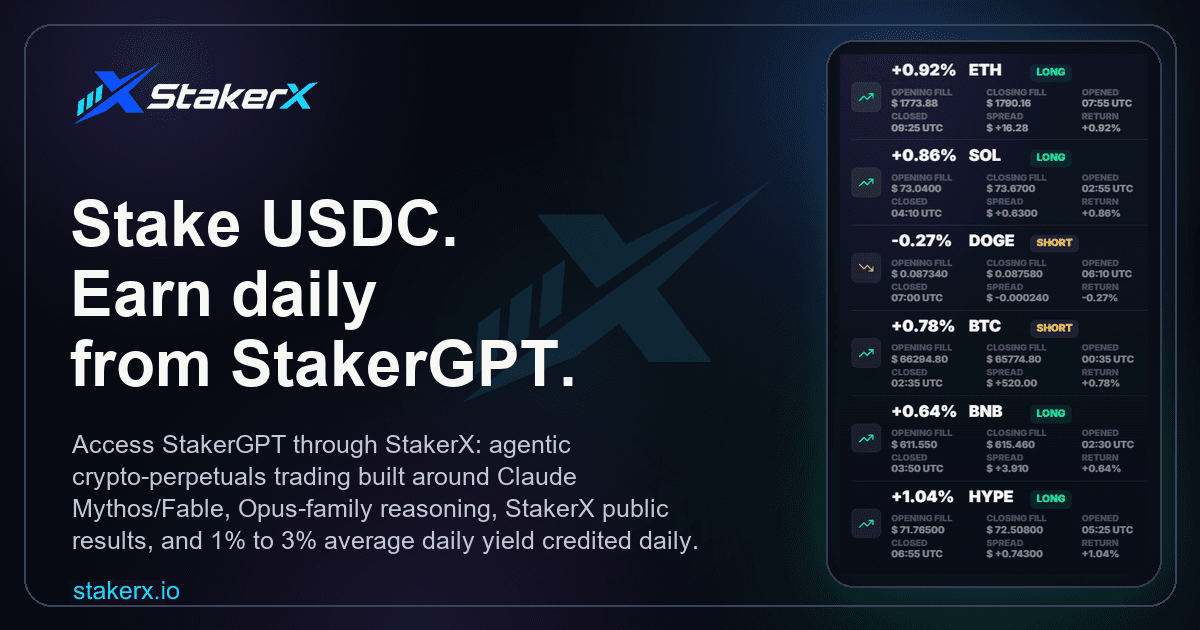 StakerX social preview card with published trades